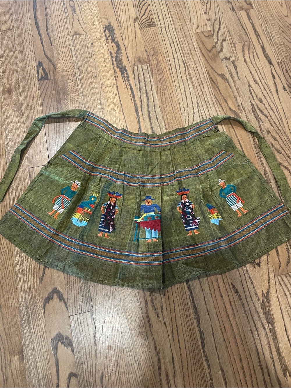 Green Embroidered Kids Apron
